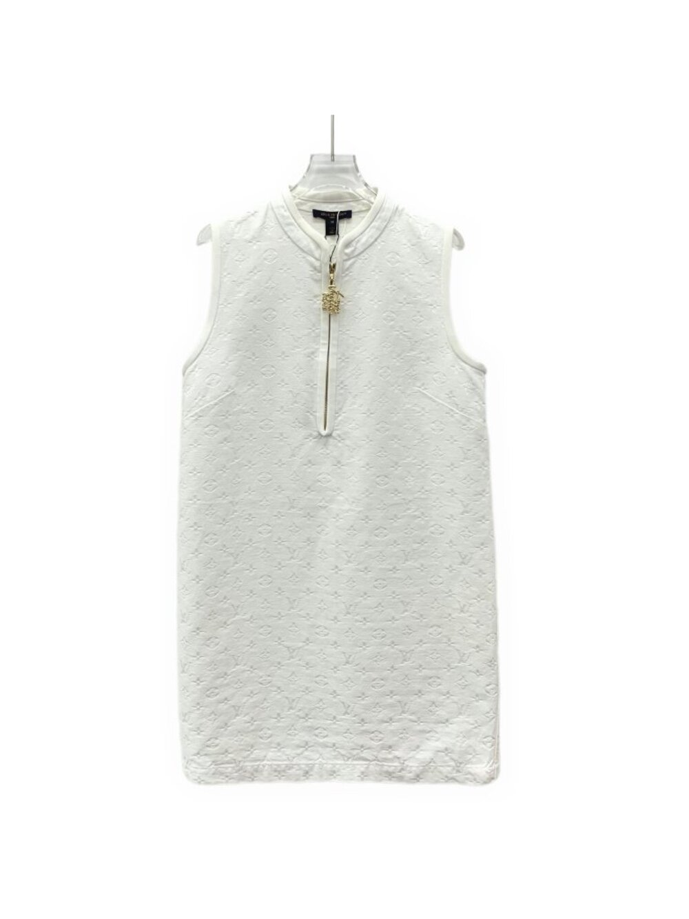 Louis Vuitton White Monogram Jacquard Half-Zip Sleeveless Dress